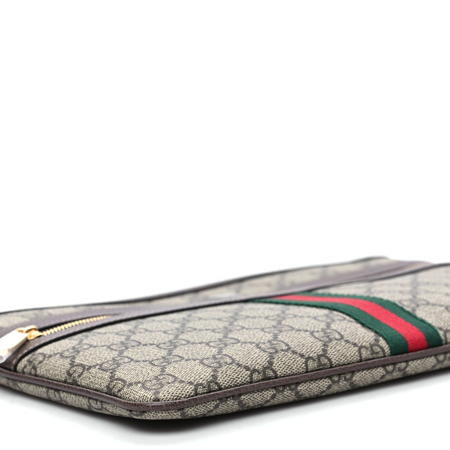 GG Supreme Monogram Large Ophidia Pouch Clutch Brown