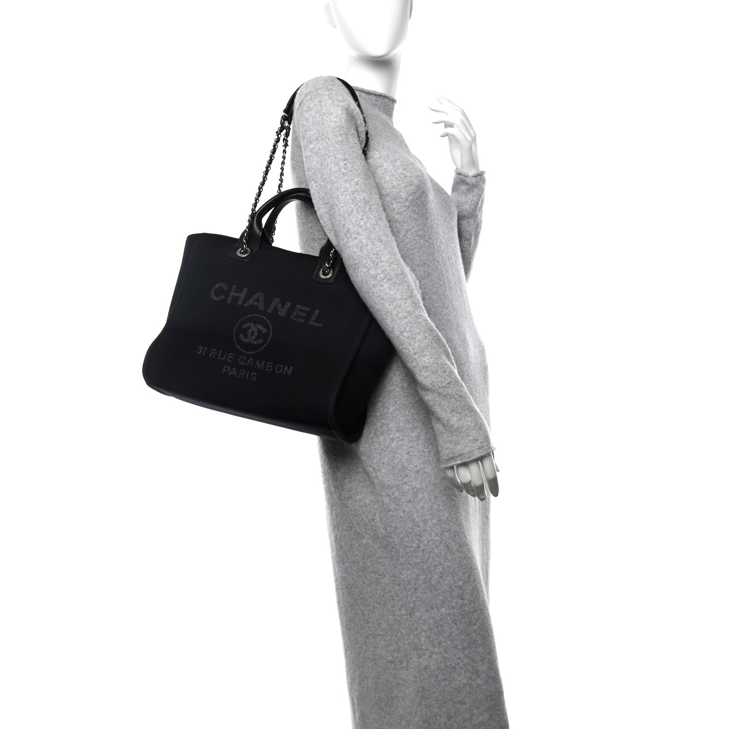 Chanel Mixed Fibers Small Deauville Tote Black 2 of 12