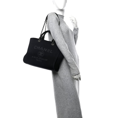 Chanel Mixed Fibers Small Deauville Tote Black 2 of 12
