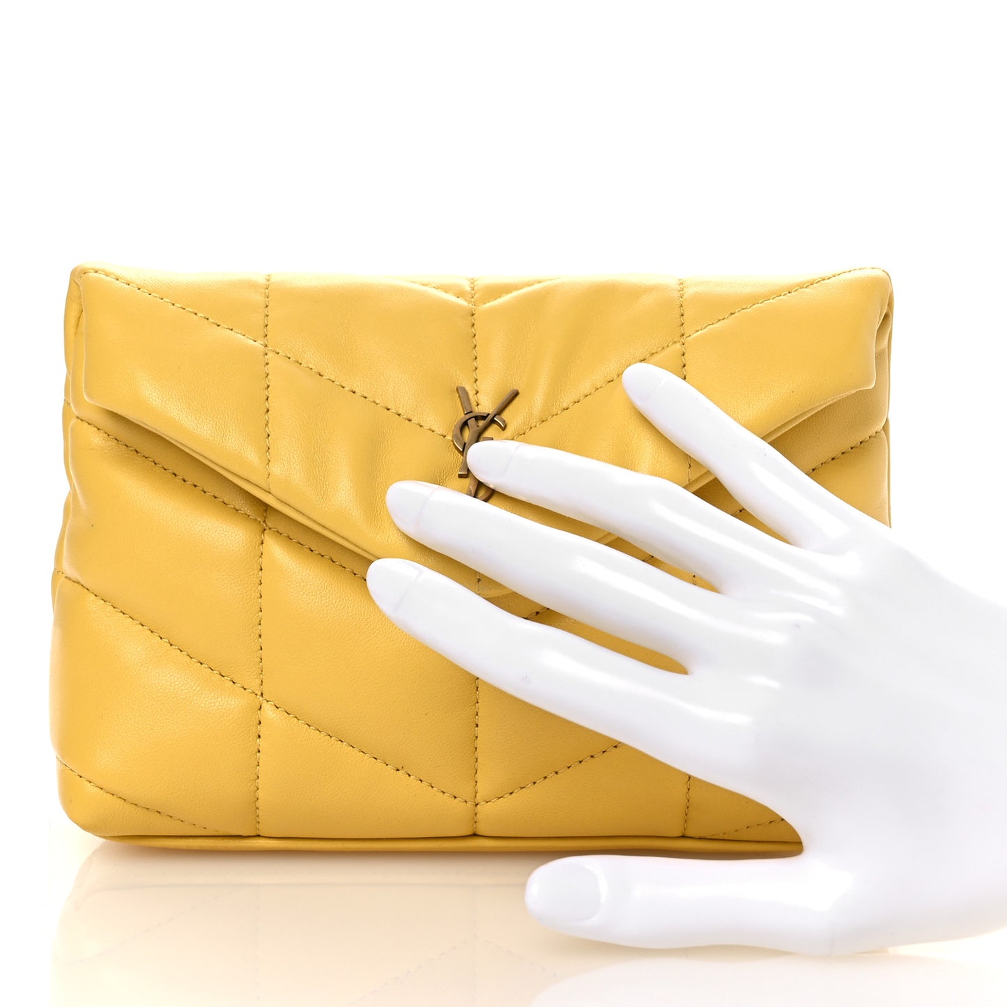 Lambskin Monogram Loulou Puffer Pouch Clutch Sunflower