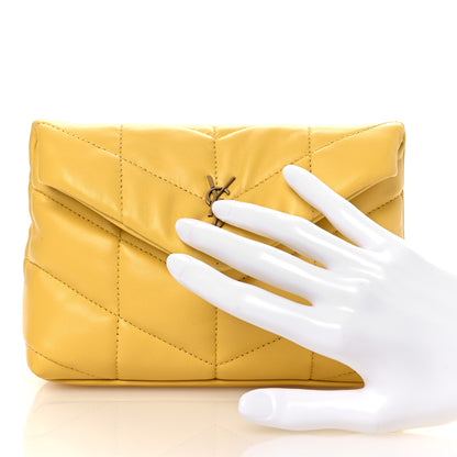Saint Laurent Lambskin Monogram Loulou Puffer Pouch Clutch Sunflower 2 of 12