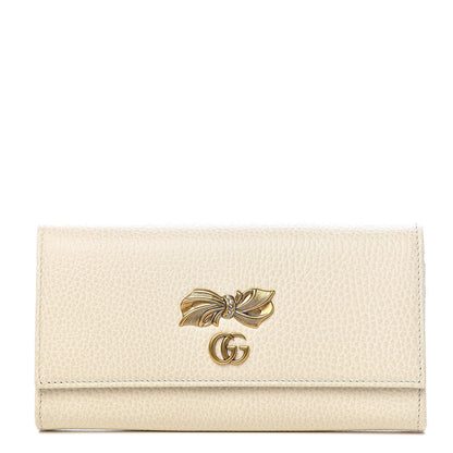 Gucci Calfskin Crystal Bow Continental Wallet Off White 1 of 7
