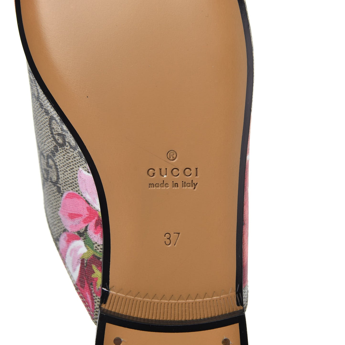 GG Supreme Monogram Blooms Womens Princetown Slippers 37 Beige Multicolor Dry Rose