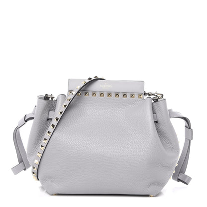 Valentino Garavani Grained Calfskin Rockstud Bucket Bag Pastel Grey 1 of 9