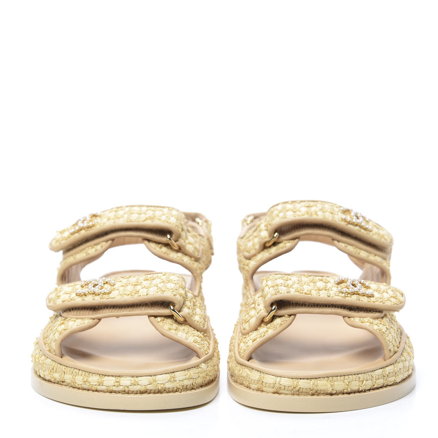 Braided Fabric Velcro Dad Sandals 38.5 Beige