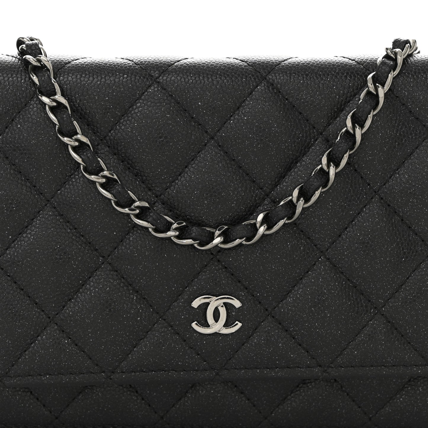 Caviar Quilted Wallet on Chain WOC Black