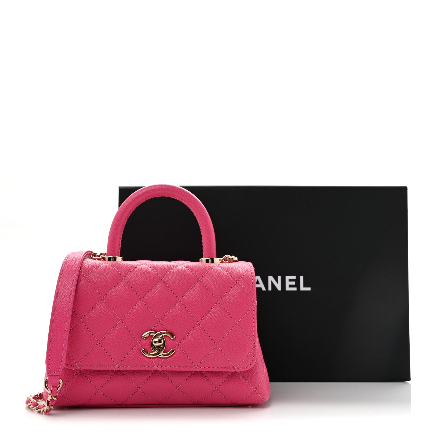 Chanel Caviar Quilted Lizard Embossed Extra Mini Coco Handle Flap