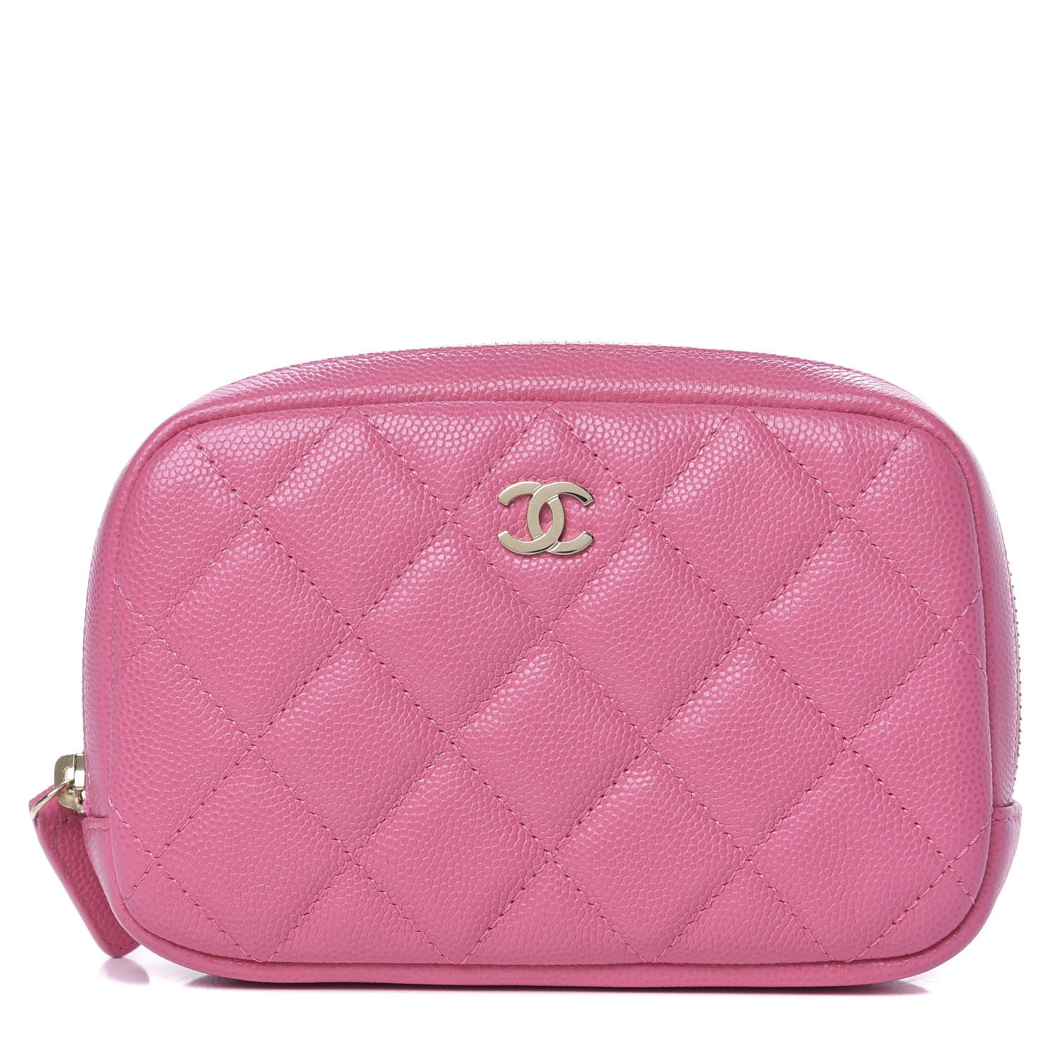 Chanel Caviar Quilted Small Curvy Pouch Cosmetic Case Pink 1 of 10