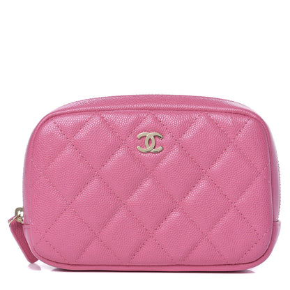 Chanel Caviar Quilted Small Curvy Pouch Cosmetic Case Pink 1 of 10