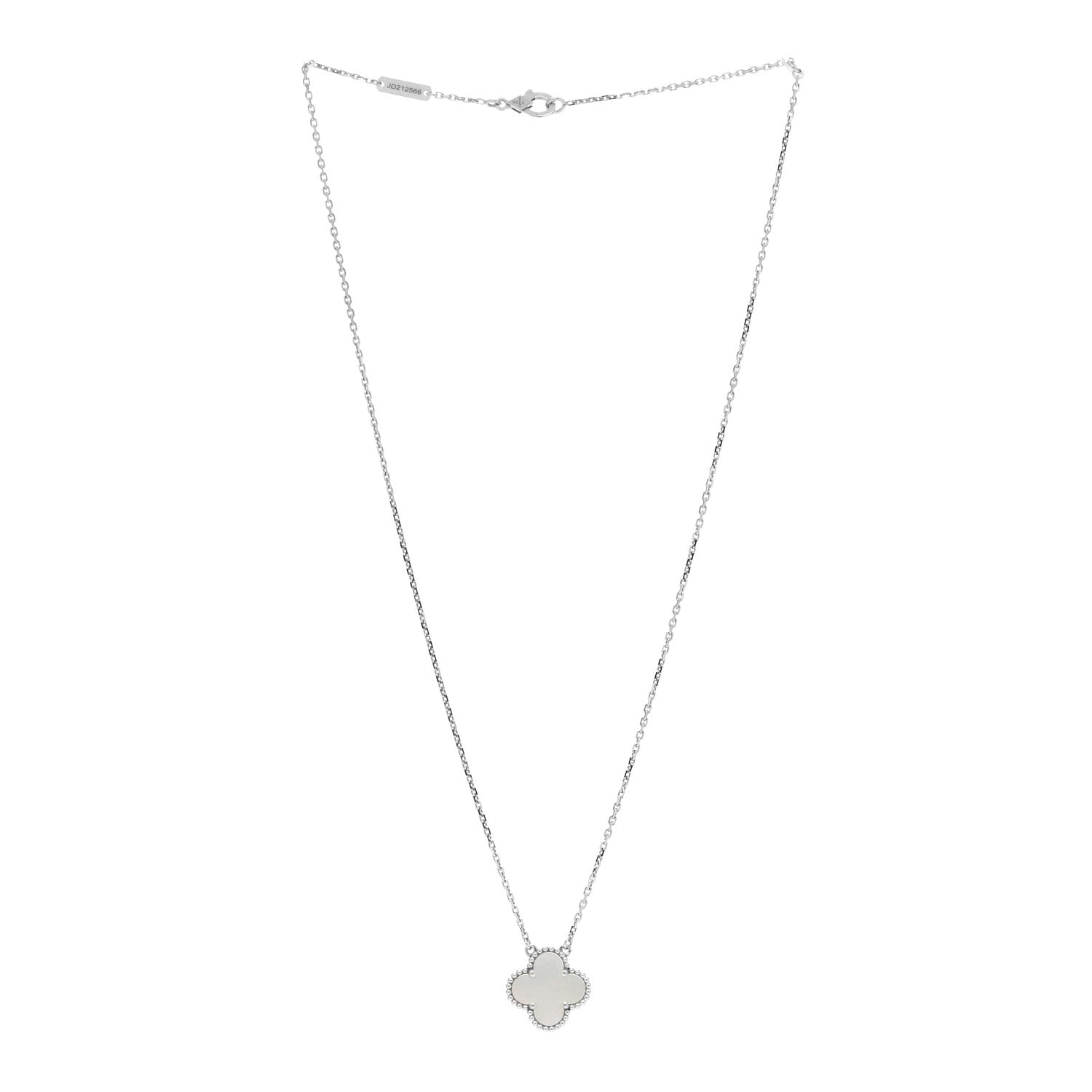 Van Cleef & Arpels 18K White Gold Mother of Pearl Vintage Alhambra Pendant Necklace 3 of 5
