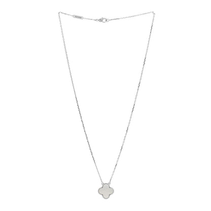 Van Cleef & Arpels 18K White Gold Mother of Pearl Vintage Alhambra Pendant Necklace 3 of 5