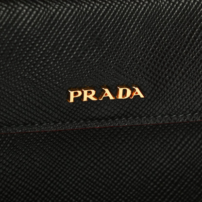 Prada Saffiano Cuir Medium Double Bag Black Fuoco 8 of 9
