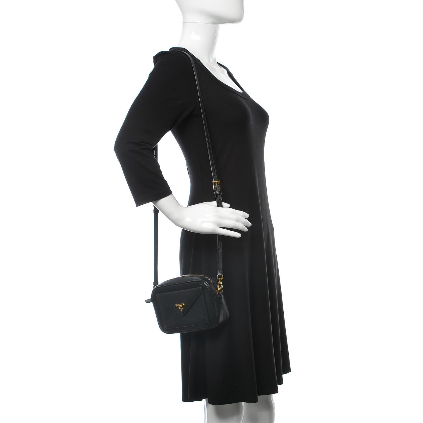 Saffiano Small Camera Crossbody Bag Black