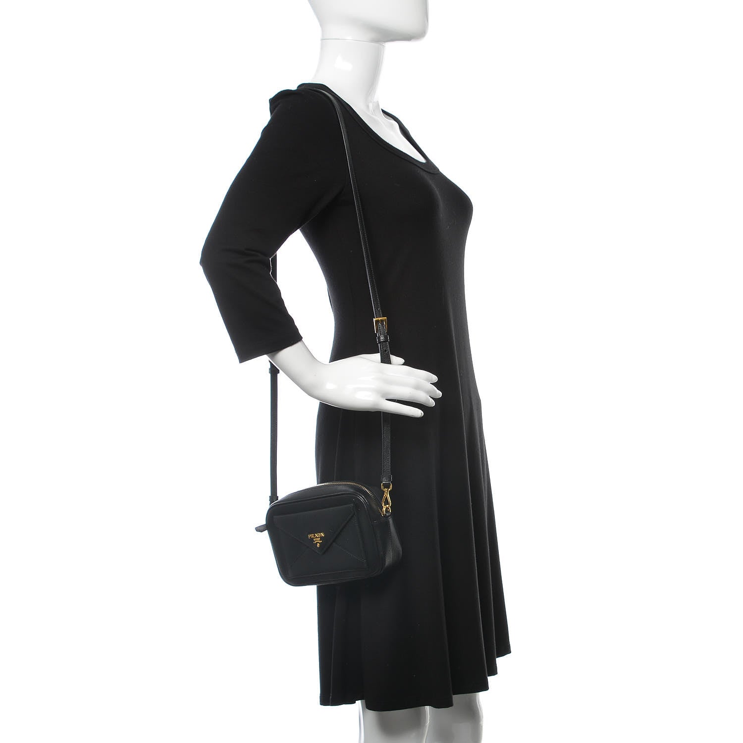 Prada Saffiano Small Camera Crossbody Bag Black 2 of 8