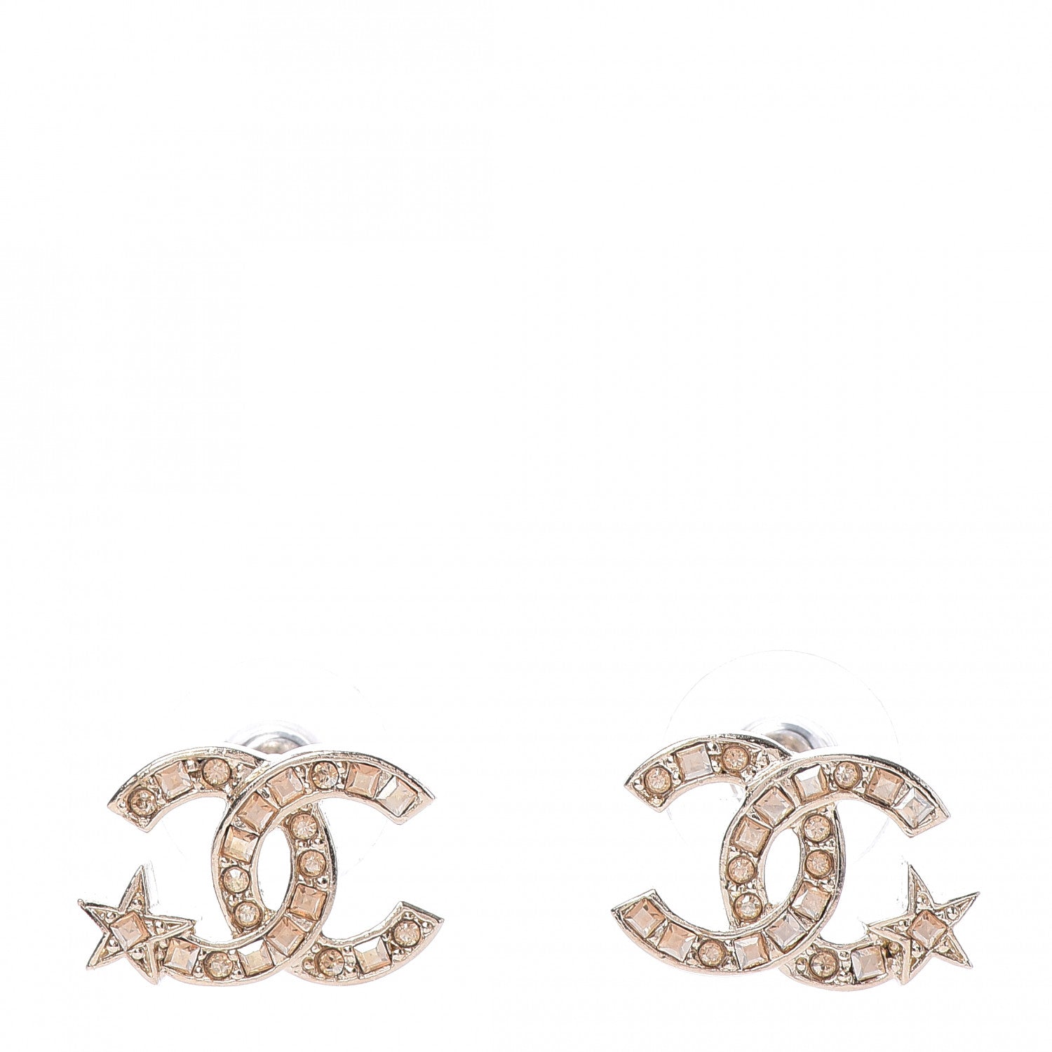 Chanel Crystal CC Starfall Earrings Gold 1 of 5