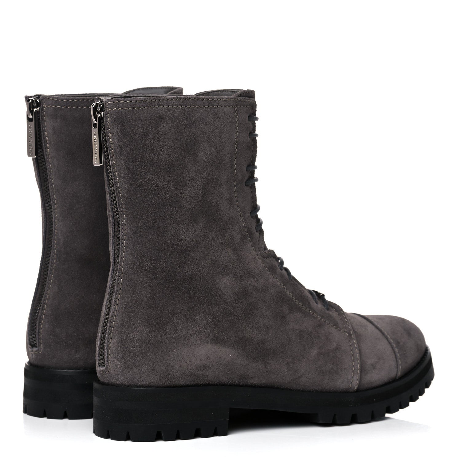 Jimmy Choo Suede Piper Combat Boots 38 Dark Grey 4 of 12