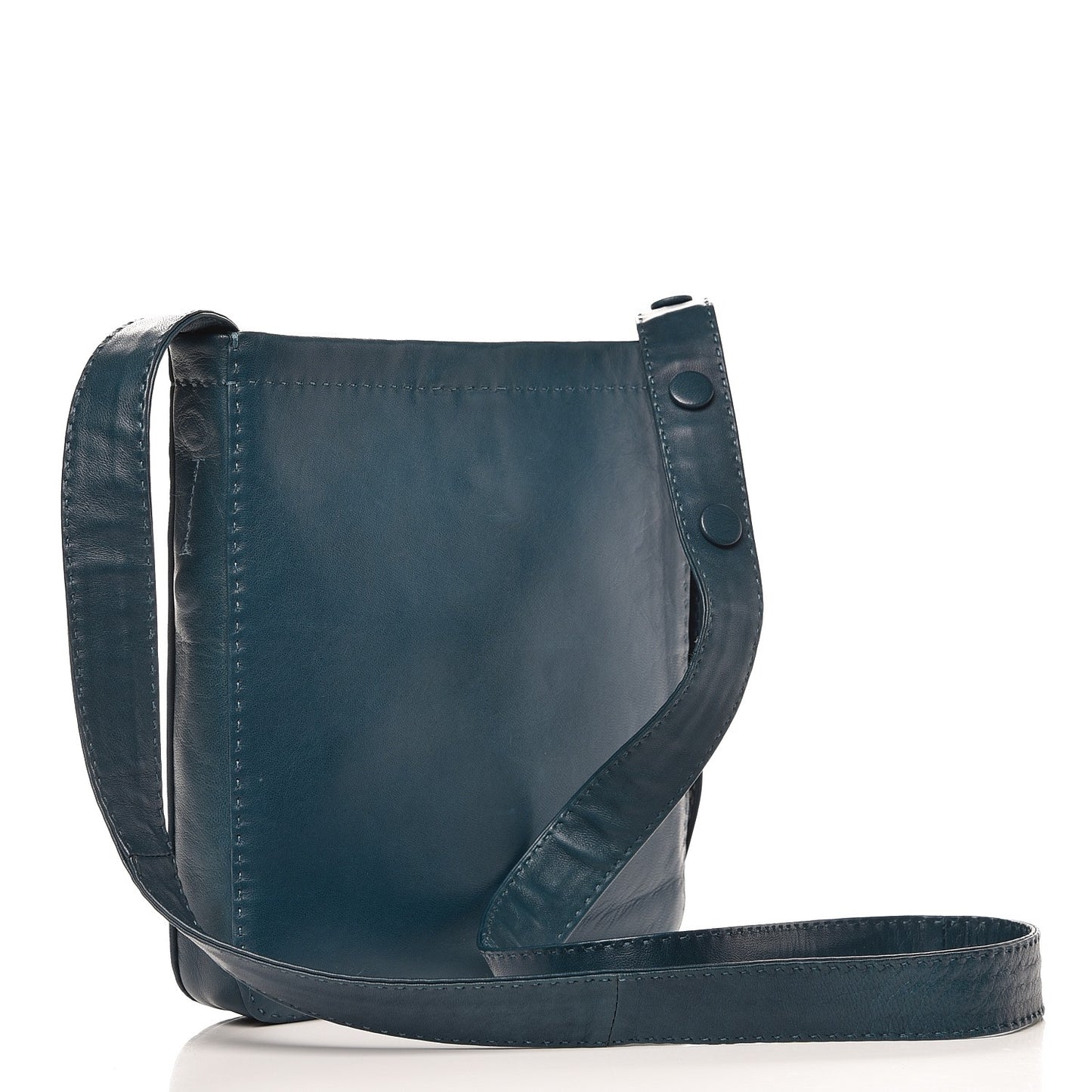 Soft Lambskin Pouch Croissant Shoulder Bag Petrol