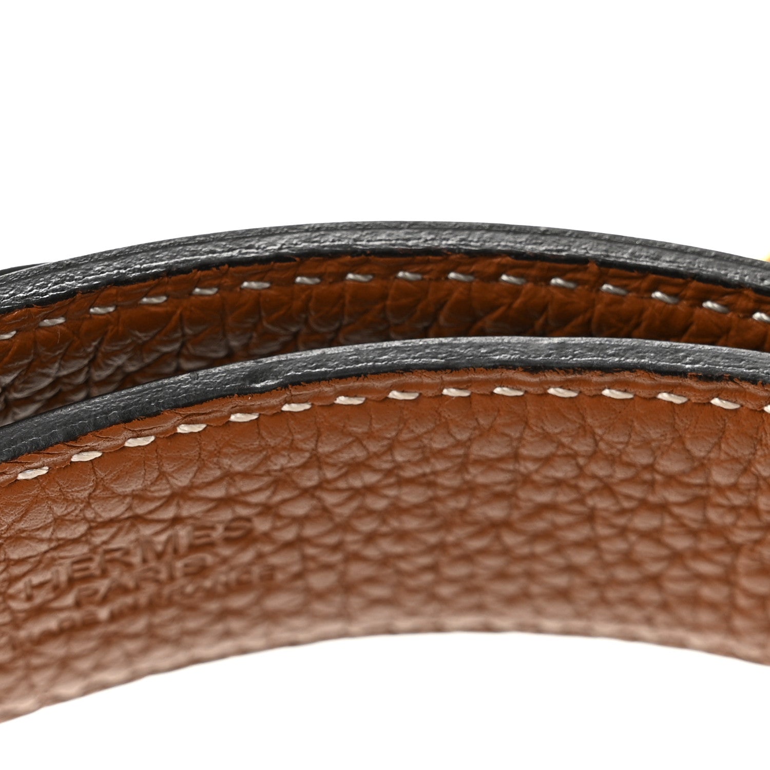 Hermes Togo Box 32mm Calandre H Belt 90 Gold Black 6 of 7