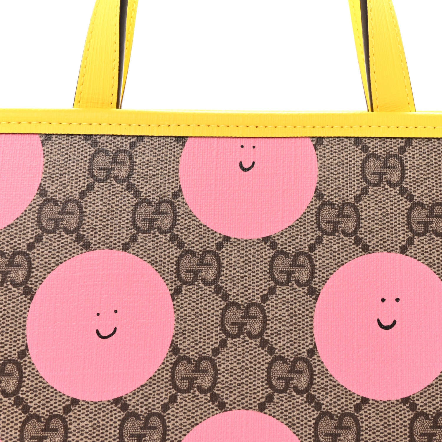 Gucci GG Supreme Monogram Childrens Printed Smile Tote Beige Dark Brown Yellow Pink 8 of 10