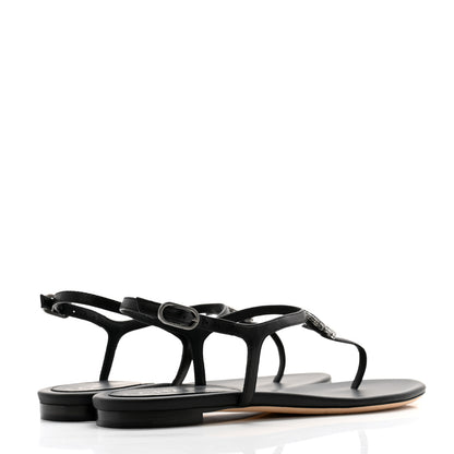Chanel Lambskin Crystal CC Thong Sandals 38 Black 4 of 10