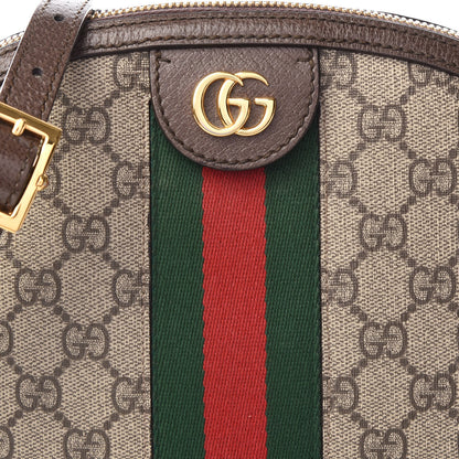 Gucci GG Supreme Monogram Textured Dollar Calfskin Web Small Ophidia Dome Shoulder Bag Beige Ebony New Acero 8 of 8