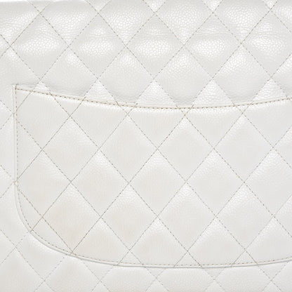 Chanel Caviar Quilted Jumbo Single Flap White 9 of 11