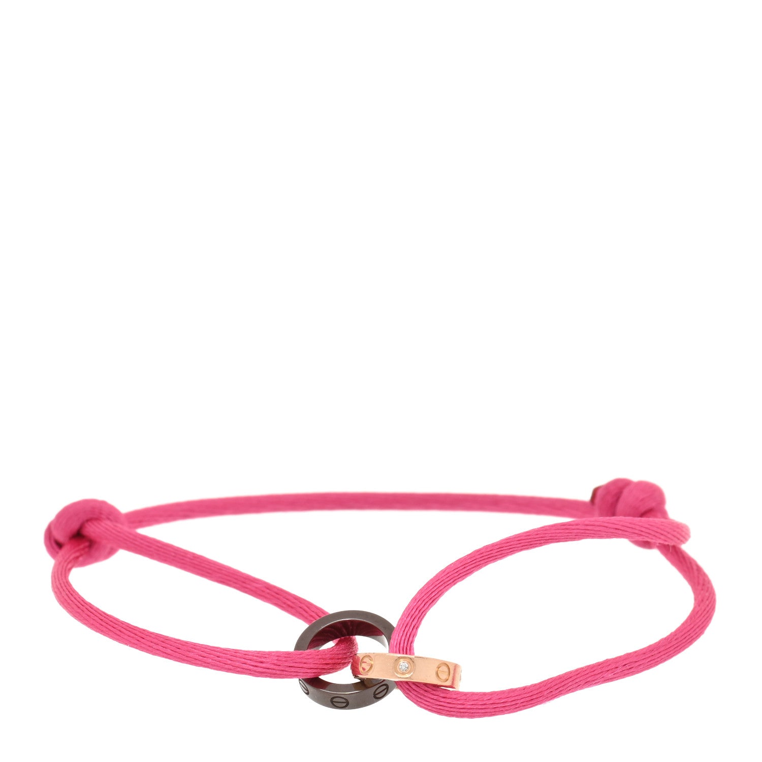Cartier 18K Pink Gold Ceramic 4 Diamond LOVE Cord Bracelet Hot Pink 1 of 3