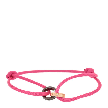 Cartier 18K Pink Gold Ceramic 4 Diamond LOVE Cord Bracelet Hot Pink 1 of 3