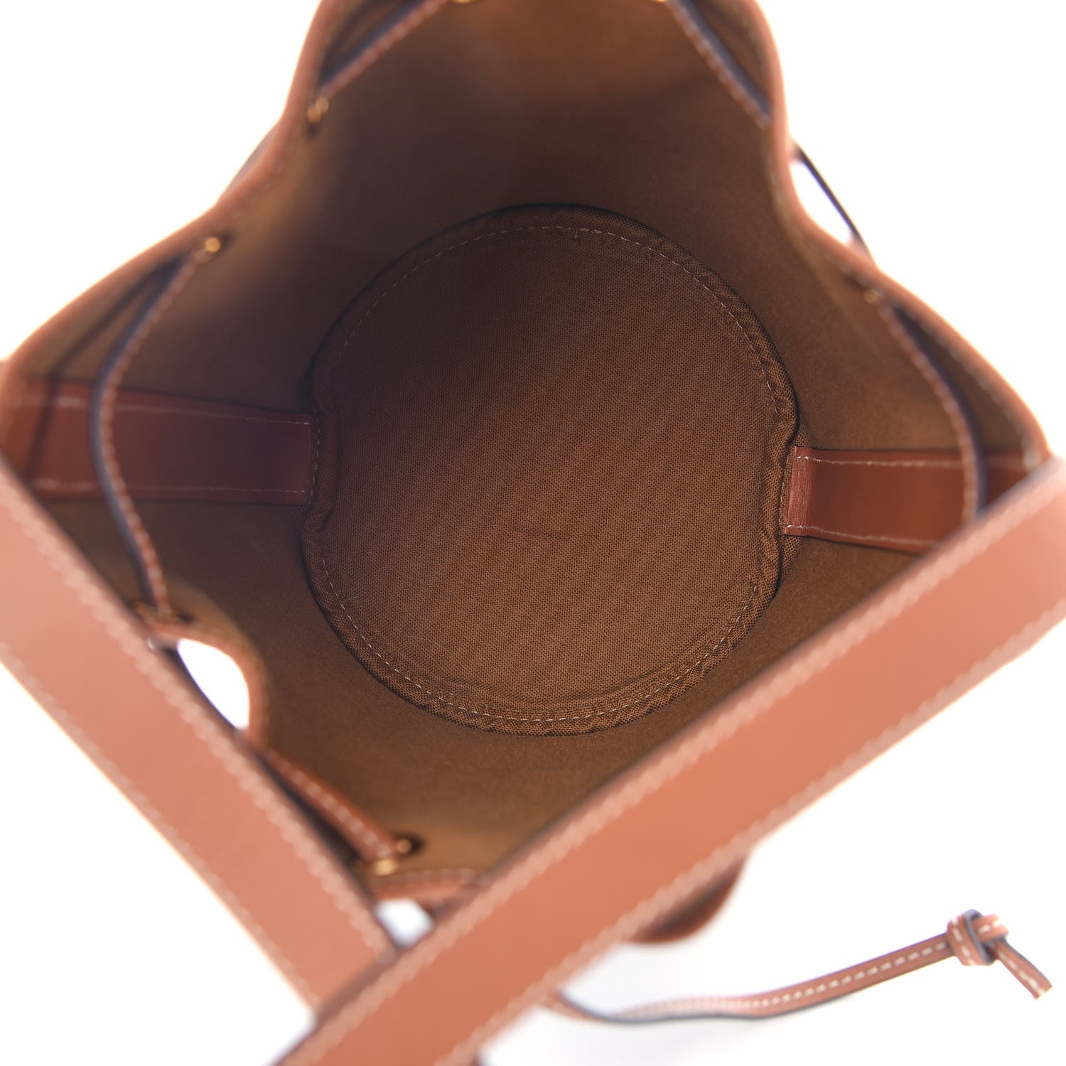 Celine Triomphe Canvas Calfskin Small Drawstring Bucket Bag Tan 5 of 8