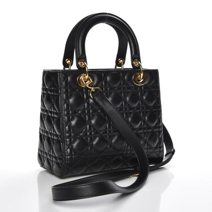 Christian Dior Lambskin Cannage Medium Lady Dior Black 4 of 8