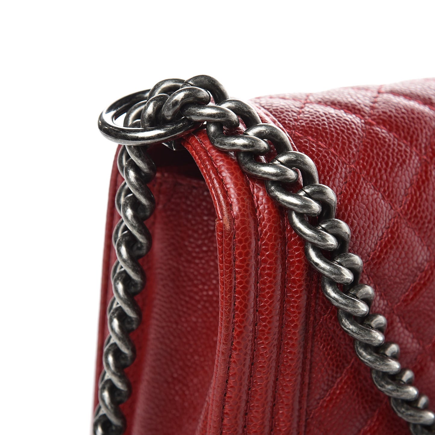 Caviar Quilted New Medium Boy Flap Dark Red