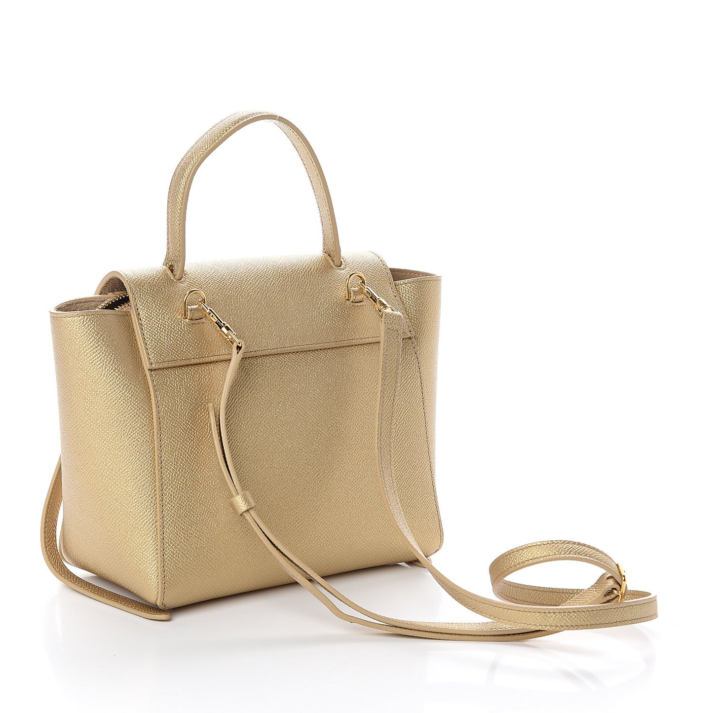 Laminated Calfskin Nano Belt Bag Gold