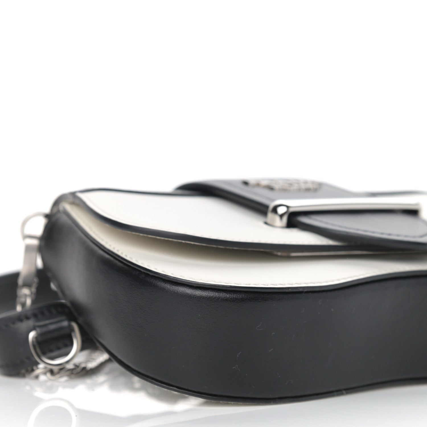 Prada City Calfskin Sidonie Belt Bag White Black 8 of 10