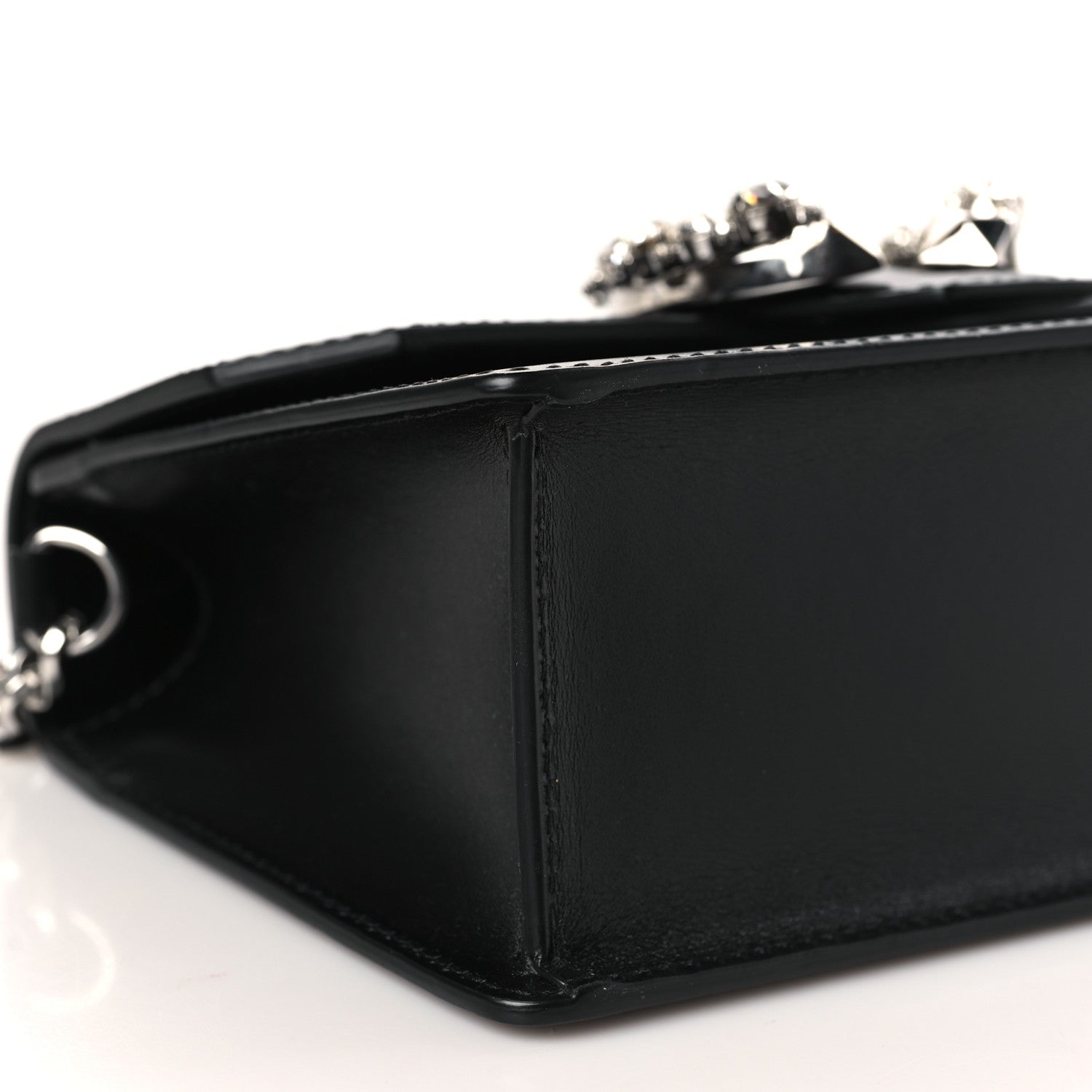 Jimmy Choo Grainy Calfskin Crystal Embellished Madeline Crossbody Bag Black 7 of 8