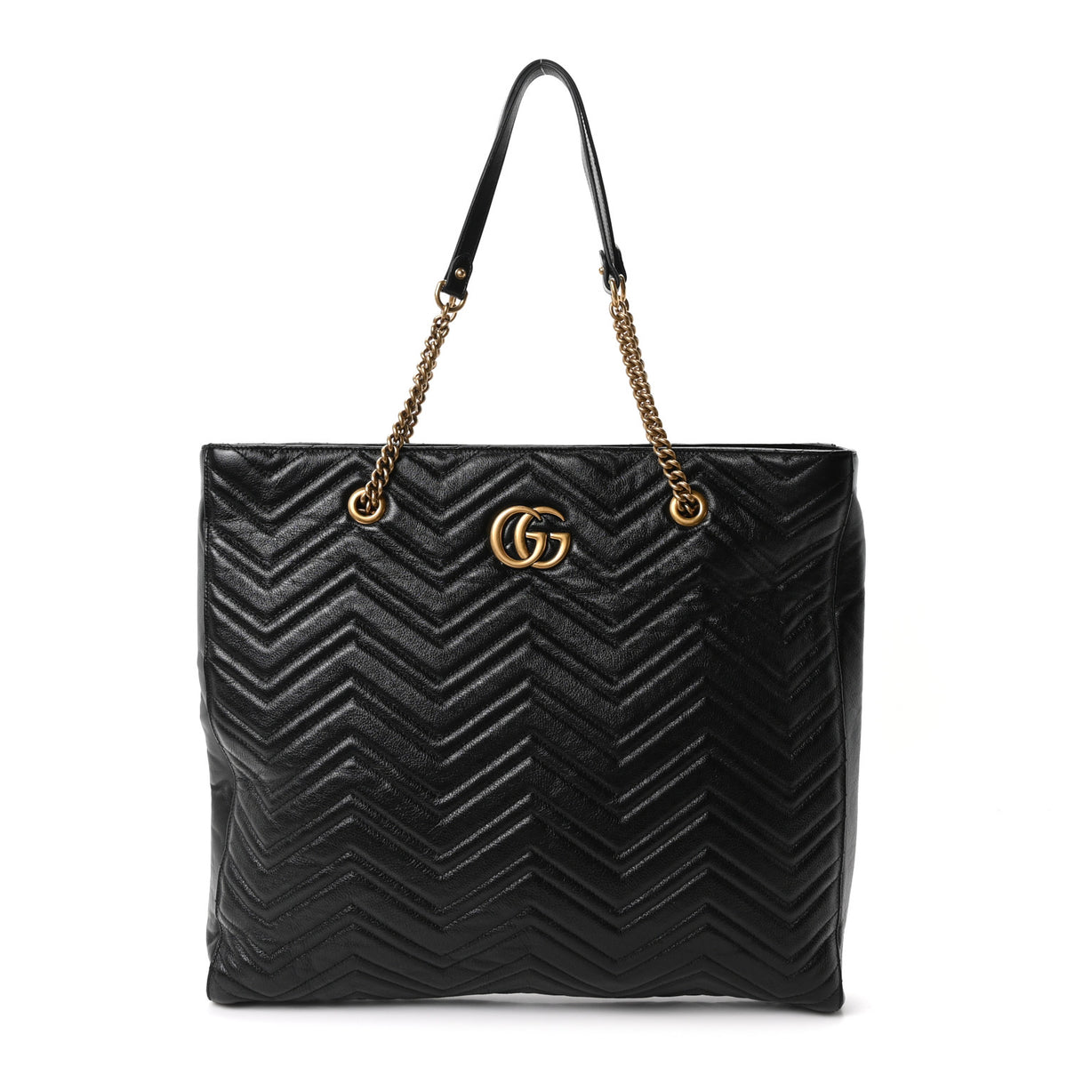 Azalea Calfskin Matelasse Large GG Marmont Slim Tote Black