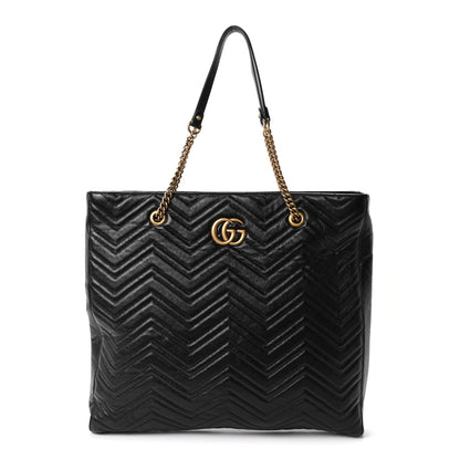 Gucci Azalea Calfskin Matelasse Large GG Marmont Slim Tote Black 1 of 10