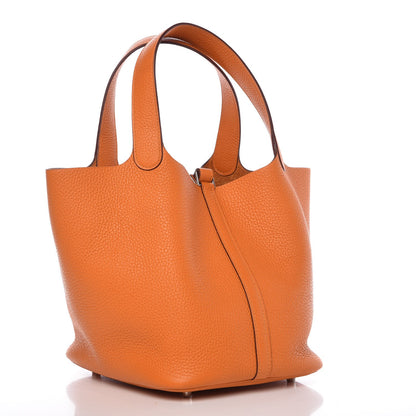 Hermes Taurillon Clemence Picotin Lock 18 PM Abricot 3 of 8