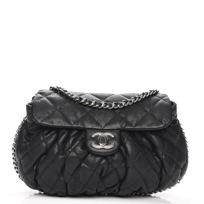 Chanel Washed Lambskin Quilted Medium Chain Around Messenger Black 1 of 8