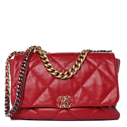 Chanel Goatskin Quilted Maxi Chanel 19 Flap Red 1 of 16