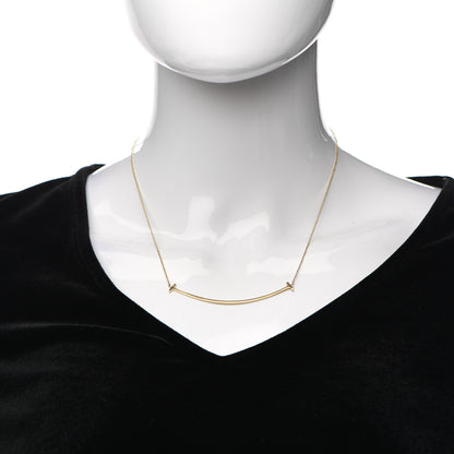 Tiffany 18K Yellow Gold Large T Smile Pendant Necklace 2 of 6