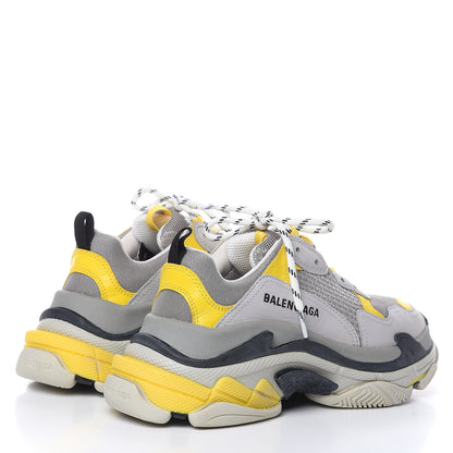 Balenciaga Fabric Mesh Womens Triple S Sneakers 39 Yellow Grey White 4 of 7
