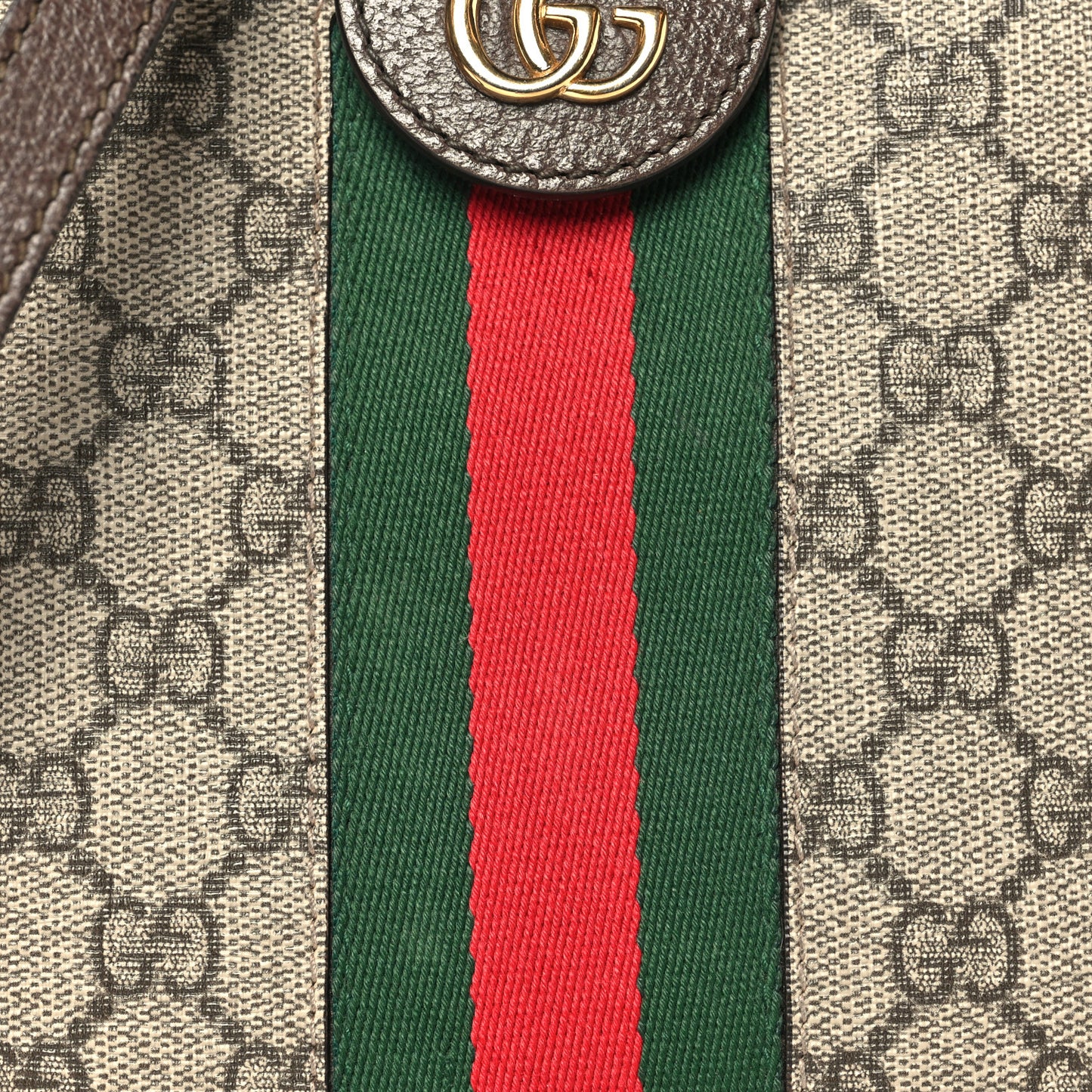 GG Supreme Monogram Textured Dollar Calfskin Web Small Ophidia Dome Shoulder Bag Beige Ebony New Acero
