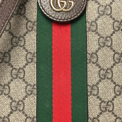 Gucci GG Supreme Monogram Textured Dollar Calfskin Web Small Ophidia Dome Shoulder Bag Beige Ebony New Acero 7 of 11