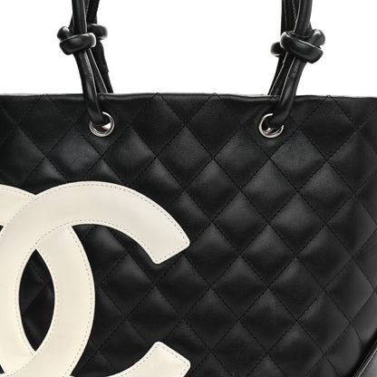 Chanel Calfskin Quilted Medium Cambon Tote Black White 8 of 13