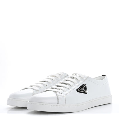 Prada Spazzolato Rois Triangle Logo Mens Low Top  Sneakers 9.5 White Black 4 of 14