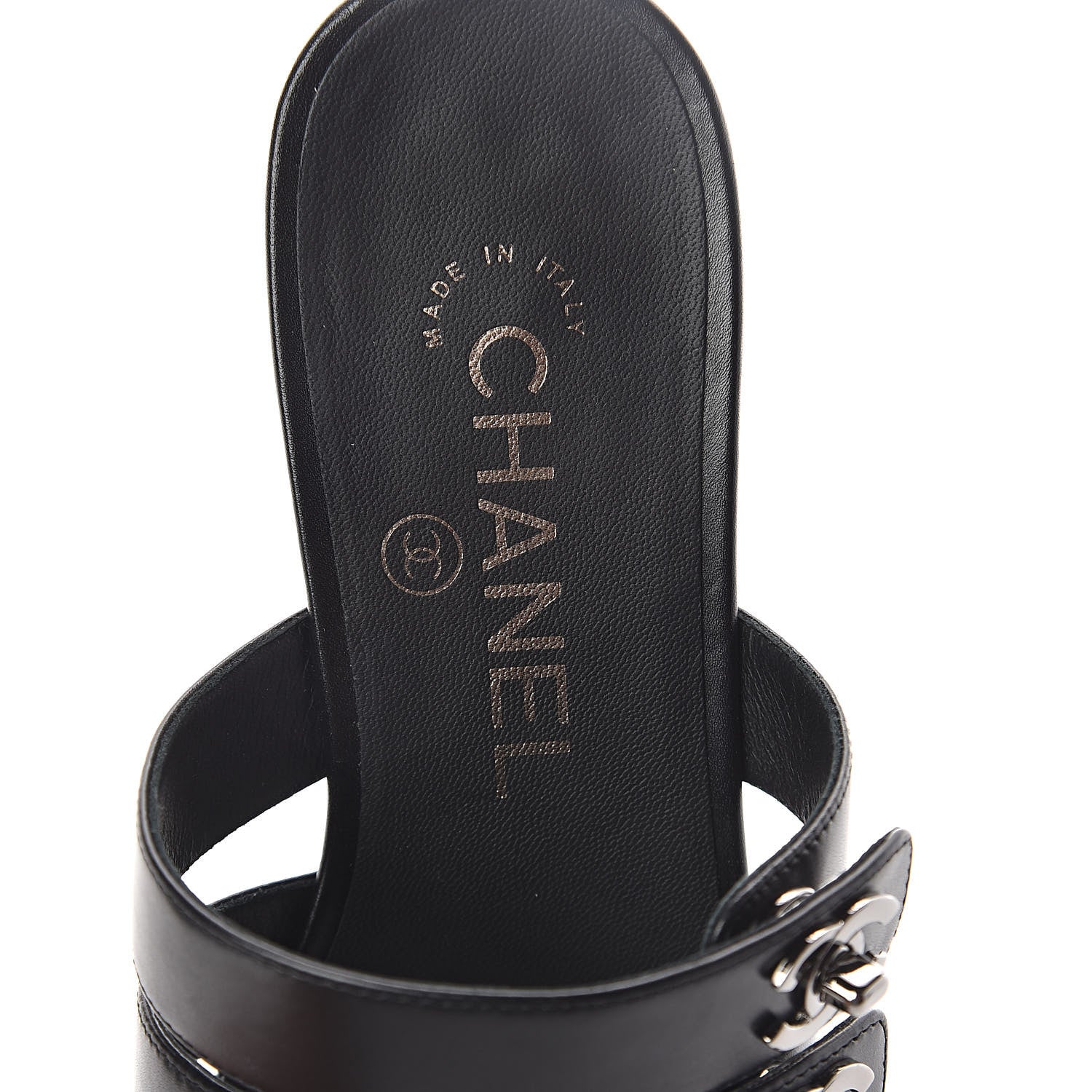 Chanel Calfskin CC Turnlock Mule Sandals 35.5 Black 5 of 7