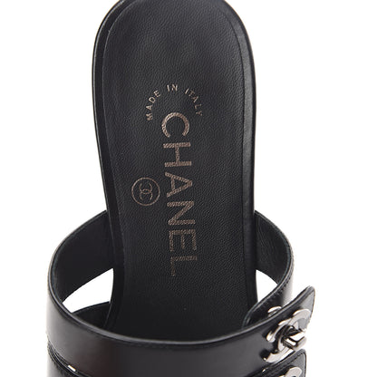 Chanel Calfskin CC Turnlock Mule Sandals 35.5 Black 5 of 7