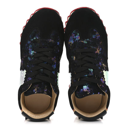 Christian Louboutin Suede Mesh Calfskin Loubishark Sneakers 40 Black Multicolor 2 of 7