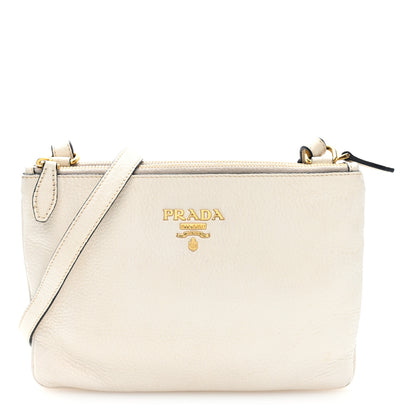 Prada Vitello Phenix Double Zip Crossbody Bag White 1 of 11