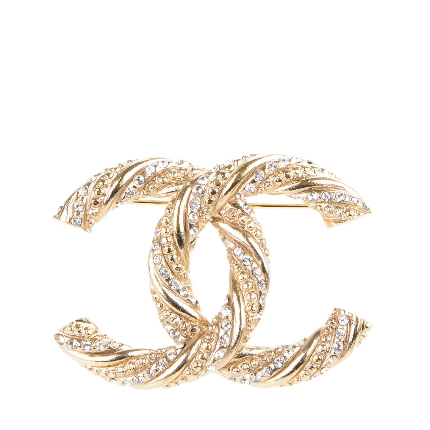 Crystal Twisted CC Brooch Light Gold